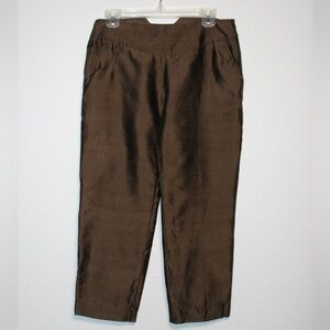 Vintage Escada Brown Silk High-Waisted Pants – Size 34 (US 4)